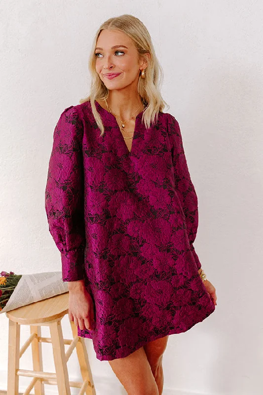 Mini dresses with ribbed textures for a unique appearanceHappy Hour Chic Jacquard Mini Dress in Sangria Mini dresses with ribbed textures for a unique appearanceHappy Hour Chic Jacquard Mini Dress in Sangria