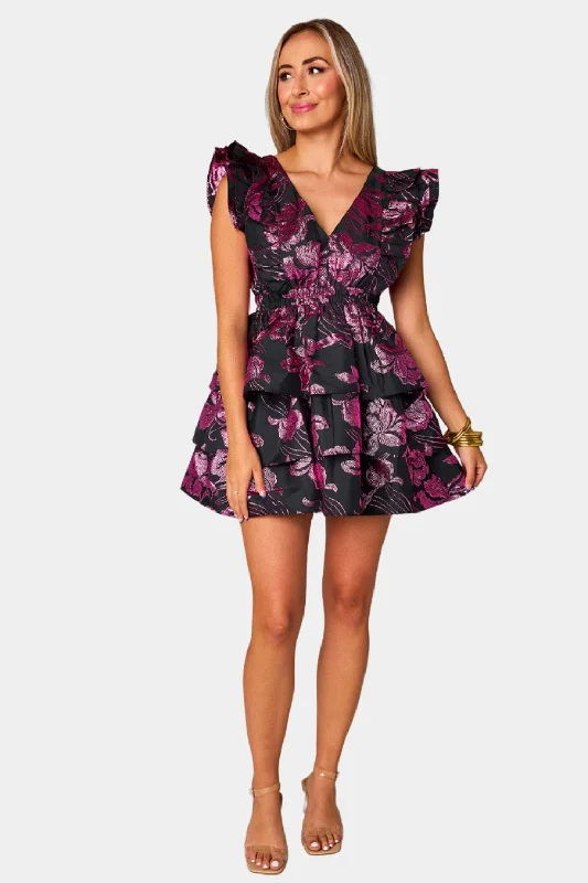 Polyester mini dresses for easy careHudson Elastic Waist Mini Dress - Raspberry Fizz Polyester mini dresses for easy careHudson Elastic Waist Mini Dress - Raspberry Fizz