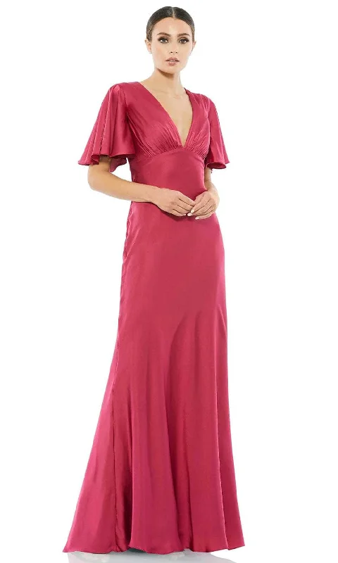 Tea - length wedding guest dresses with polka dot patternsIeena Duggal 554021 - Flounce Sleeve Evening Dress