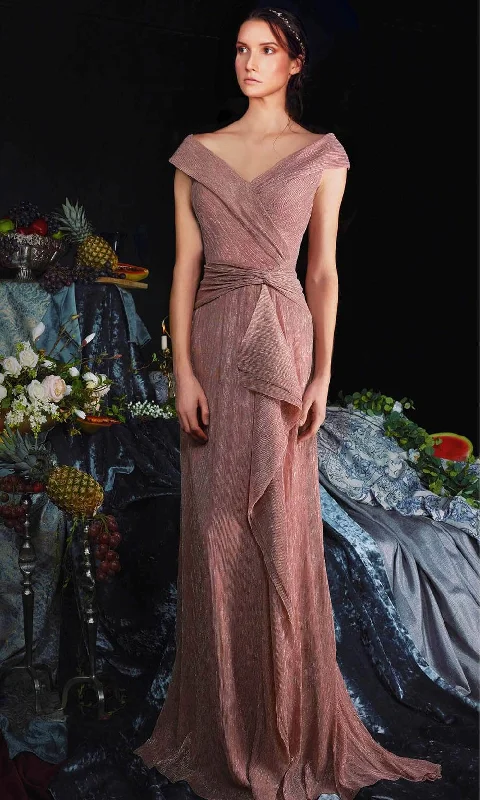 Sleeveless wedding guest dresses with ruffled hemsJanique 210622 - Cap Sleeve V-neck Evening Dress