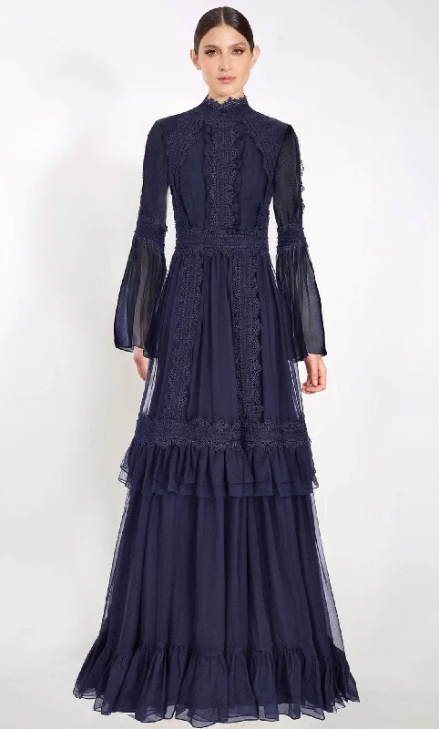 Off - the - shoulder wedding guest dresses in chiffonJanique 22102 - Bell Sleeve Lace Evening Gown
