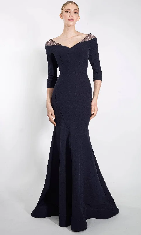 Sheath - style wedding guest dresses with lace overlaysJanique 23105 - Beaded Illusion Accent Evening Gown