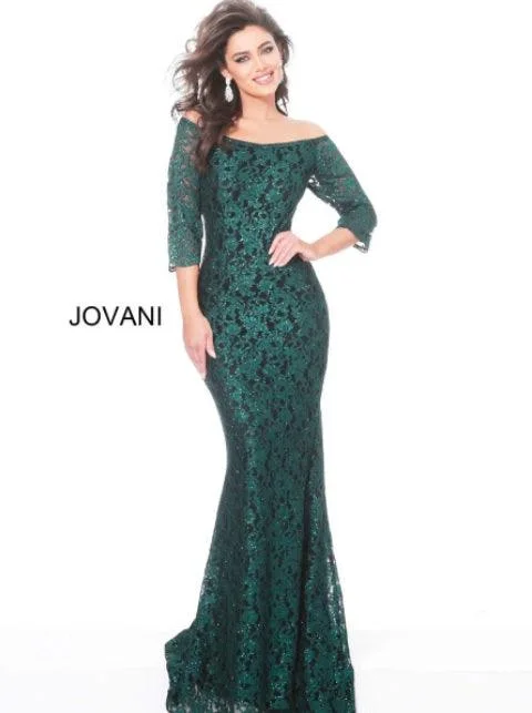 Long - sleeved wedding guest dresses in velvet for a winter weddingJovani 03349 Mother of the Bride Long Dress