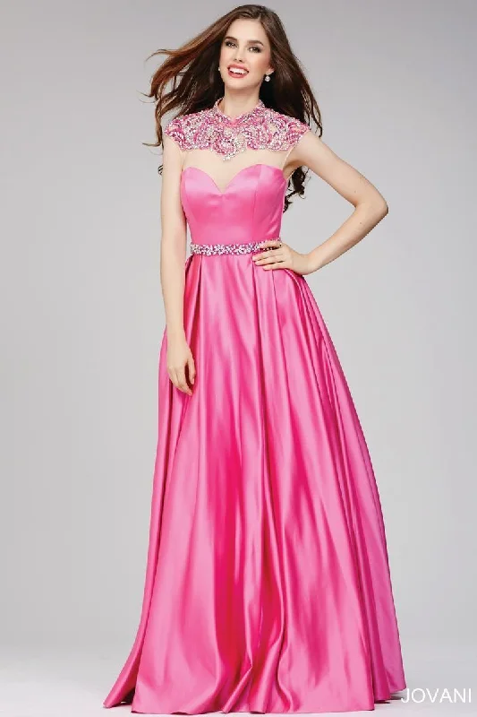 Geometric - printed wedding guest dresses for a modern weddingJovani 28444 Sheer Top A-Line Long Prom Dress Geometric - printed wedding guest dresses for a modern weddingJovani 28444 Sheer Top A-Line Long Prom Dress