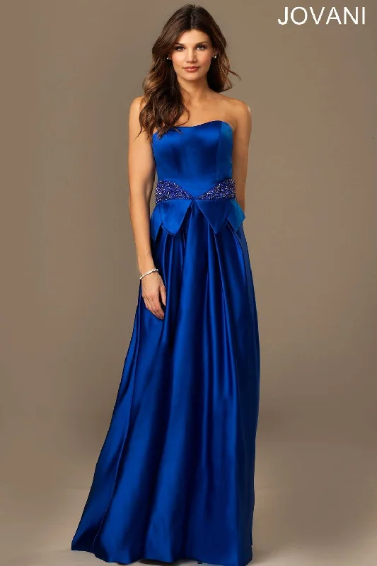 Wedding guest dresses with mesh panels and empire waistsJovani 20106 Strapless A-line Long Prom Dress Wedding guest dresses with mesh panels and empire waistsJovani 20106 Strapless A-line Long Prom Dress