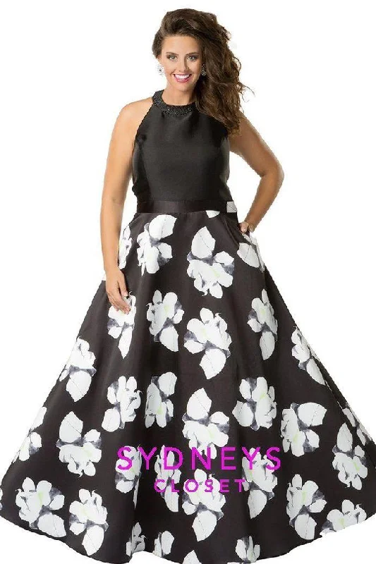 Plaid wedding guest dresses in muted colors for a fall weddingSydneys Closet Long Prom Dress Floral Ball Gown