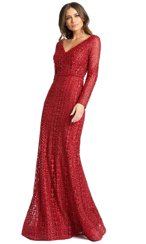Wedding guest dresses with pom - pom trims for a playful lookMac Duggal 20271 - Long Sleeve Mother of the Bride Dress