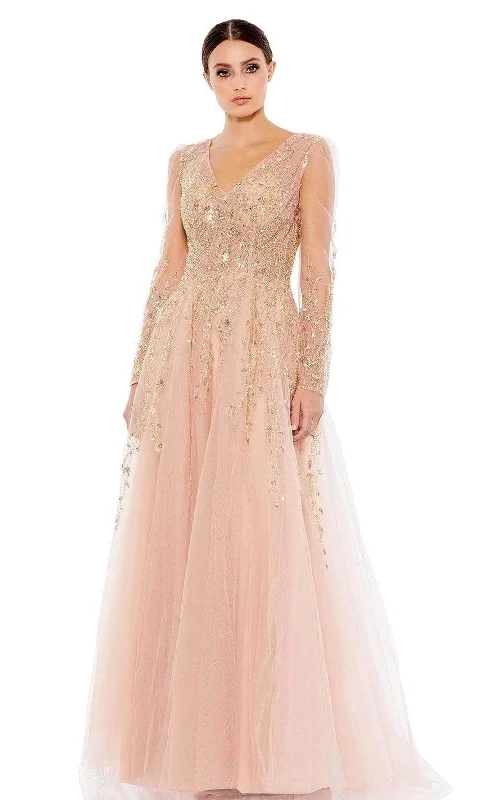 Mini wedding guest dresses with glittery accents for a trendy lookMac Duggal - 20295 V-Neck A-Line Dress