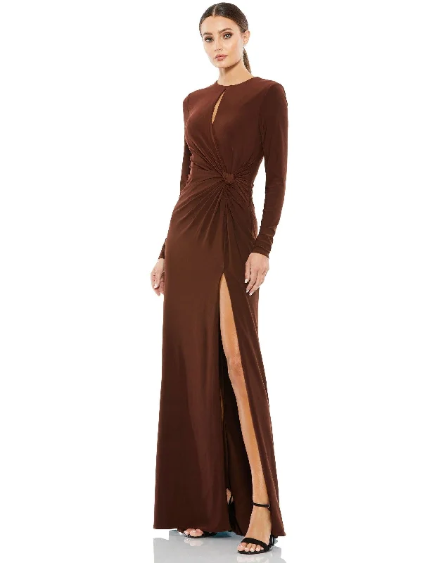 A - line cocktail wedding guest dresses in pastel colorsMac Duggal 55708 Long Mother of the Bride Dress