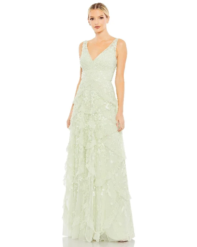 Wedding guest dresses with patchwork designs for a unique lookMac Duggal 9162 Long Sleeveless Formal Prom Dress