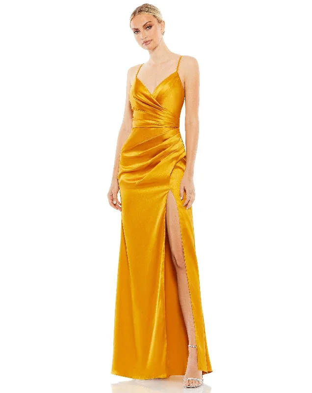 Wedding guest dresses with fringe accents for a bohemian - inspired weddingMac Duggal 26585 Long Spaghetti Strap Prom Dress