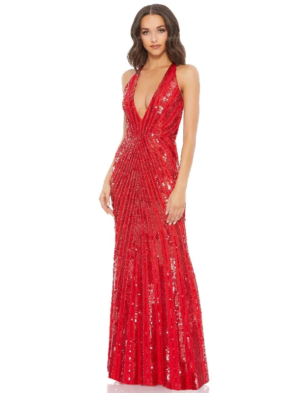 Asymmetric - hem wedding guest dresses in metallic huesMac Duggal 93560 Prom Long Halter Formal Dress