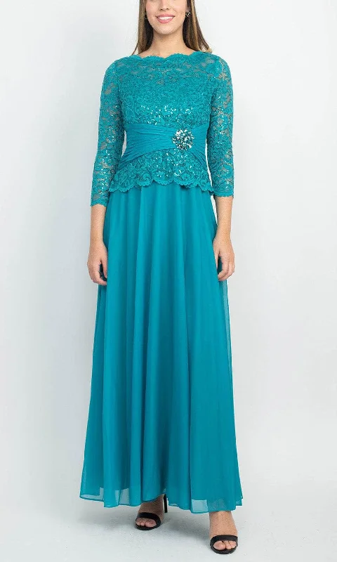 Wedding guest dresses with cold - shoulder ruffled sleeves and knee - length hemsMarina 267240 - Bateau Sequin Lace Formal Dress