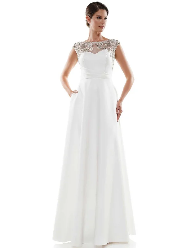 Sheer wedding guest dresses with lace inserts and long sleevesMarsoni Mother of the Bride A Line Long Dress 1005