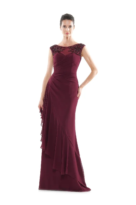 Satin wedding guest dresses with side slits for a sexy touchMarsoni Mother of the Bride Beaded Long Gown 1079