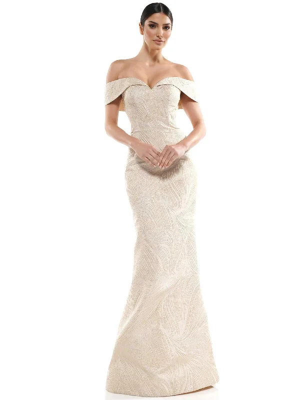 Ruffled - sleeve wedding guest dresses in light blue for a spring weddingMarsoni Formal Long Off Shoulder Dress 1031