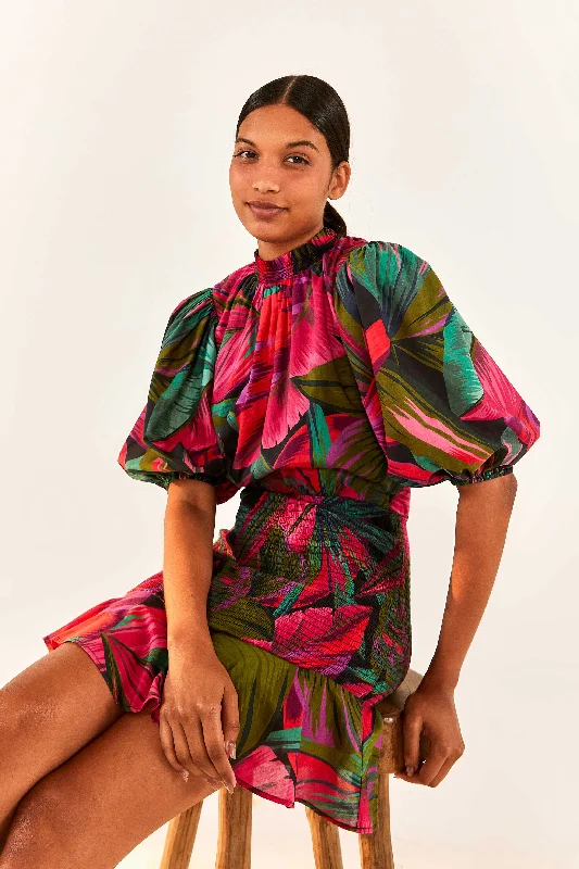 Mini dresses with cold - shoulder designsMidnight Leaves Mini Dress