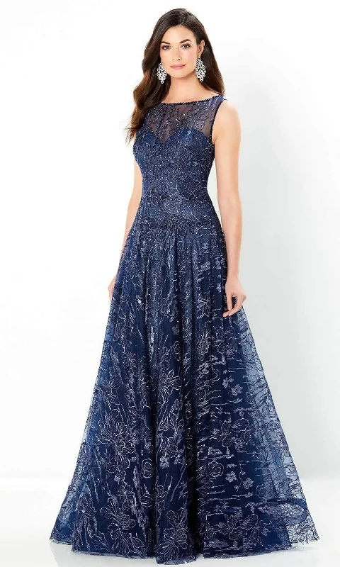 Plaid wedding guest dresses in muted colors for a fall weddingMontage by Mon Cheri - 220935 Embroidered Lace A-Line Dress