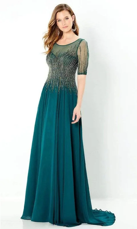 Bow - backed wedding guest dresses in silk for a luxurious feelMontage by Mon Cheri - 220939 Illusion A-Line Mother of the Bride Gown