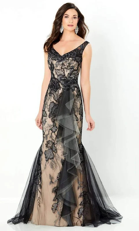 Wedding guest dresses with belted waists and knee - length skirtsMontage by Mon Cheri - 220943 Sleeveless V-Neck Dress