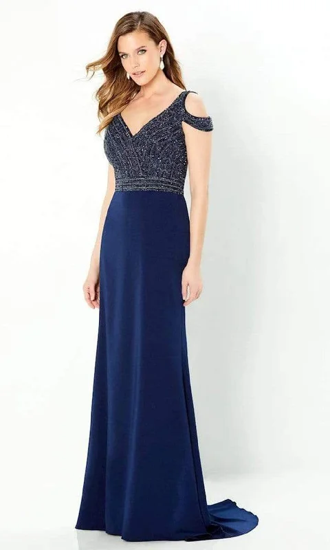 Animal - print wedding guest dresses in subtle colors for a bold statementMontage by Mon Cheri - 220951 Embellished V-Neck Gown