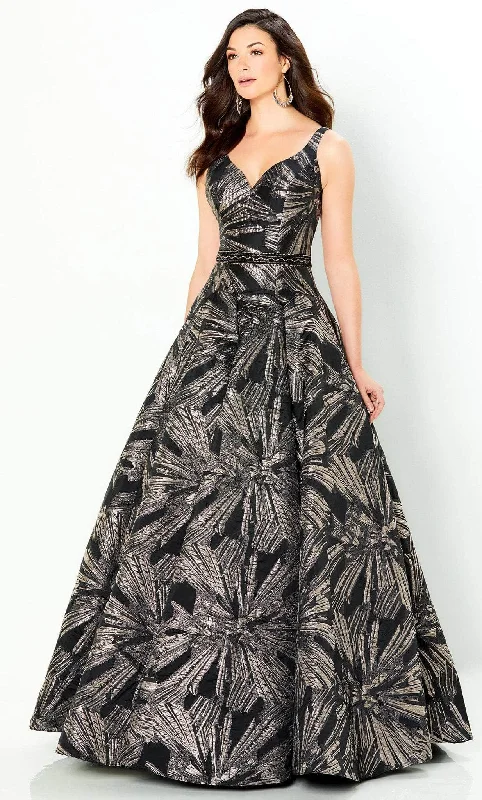 Polka - dot - printed wedding guest dresses with short sleevesMontage by Mon Cheri 220953 - V Neck Brocade Shiny Ballgown Polka - dot - printed wedding guest dresses with short sleevesMontage by Mon Cheri 220953 - V Neck Brocade Shiny Ballgown