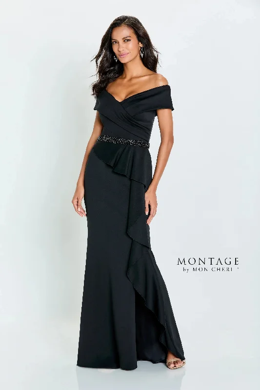 Wedding guest dresses with fringe accents for a bohemian - inspired weddingMontage by Mon Cheri 221976W - Ruffle Draped Evening Gown Wedding guest dresses with fringe accents for a bohemian - inspired weddingMontage by Mon Cheri 221976W - Ruffle Draped Evening Gown