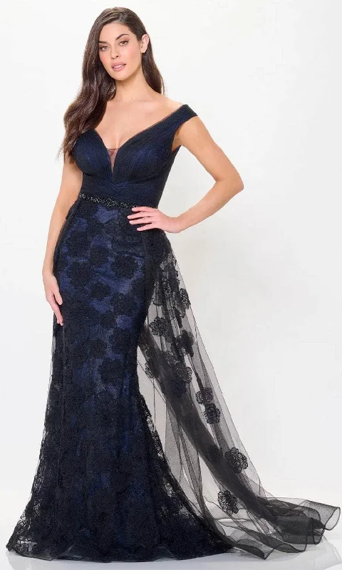Printed wedding guest dresses with tropical motifs for beach weddingsMontage by Mon Cheri M909 - V-Neck Mermaid Evening Dress