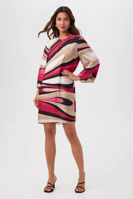 Mini dresses with mesh panels for a sexy and trendy lookNallia Split V-Neck Short Shift Dress With Long Sleeves