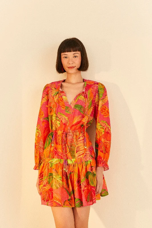 Mini dresses with criss - cross backs for a flirty lookOrange Ombre Forest Mini Dress