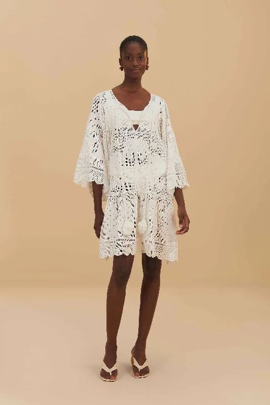 Mini dresses with cut - out details for a trendy lookWhite Palm Tree Cutwork Mini Dress Mini dresses with cut - out details for a trendy lookWhite Palm Tree Cutwork Mini Dress