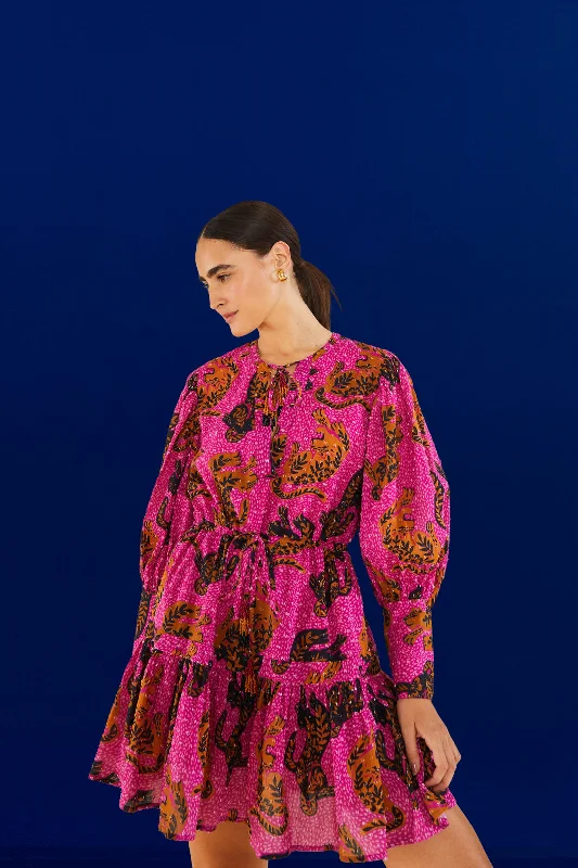 Mini dresses with tassel accents for a fun touchPink Wild Leopards Mini Dress