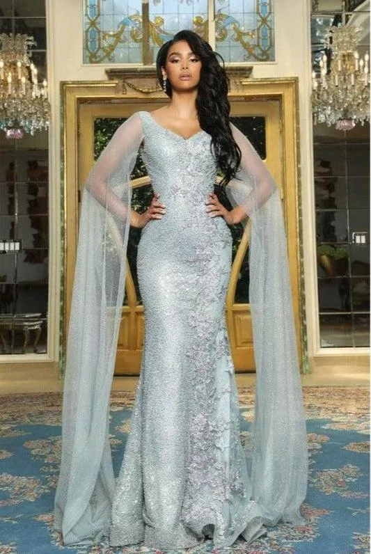 Midi wedding guest dresses in navy blue for a formal affairPortia And Scarlett 22930 Long Evening Gown