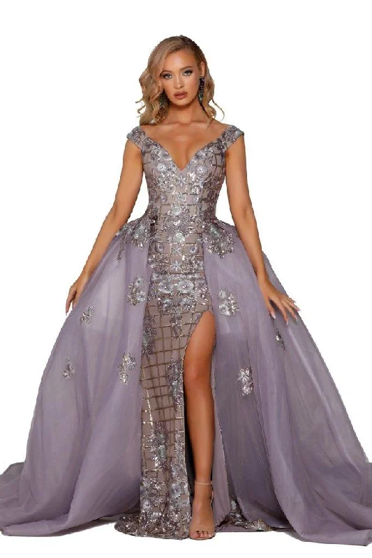 Asymmetric - hem wedding guest dresses in metallic huesPortia And Scarlett 6094 Prom Long Formal Dress