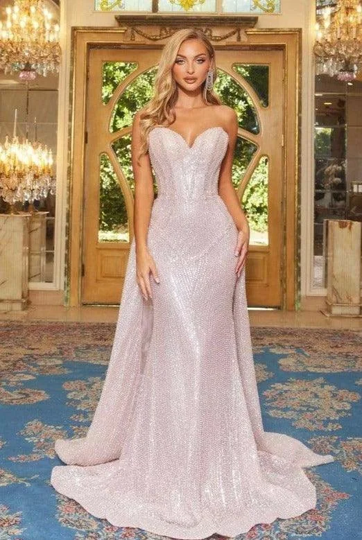 Wedding guest dresses with empire waists and tulle skirtsPortia And Scarlett 22908 Strapless Long Gown