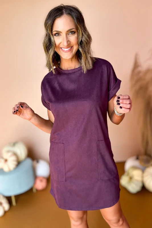 Mini dresses with halter necks for a stylish choicePurple Faux Suede Short Sleeve Dress Mini dresses with halter necks for a stylish choicePurple Faux Suede Short Sleeve Dress