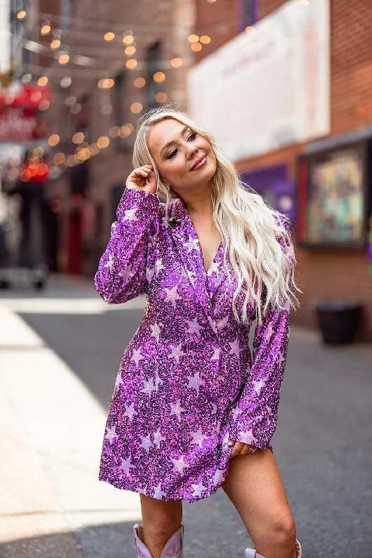 Leather mini dresses for a edgy styleRiley Sequin Blazer Dress - Hypnotic Stars