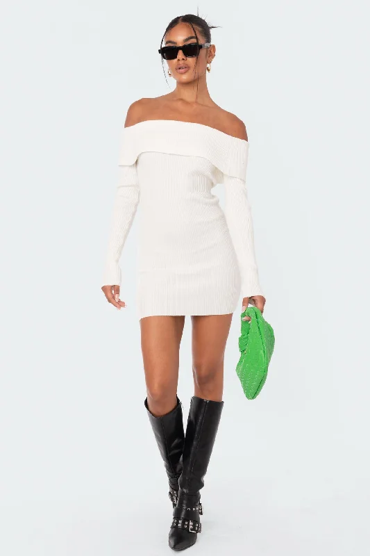 Mini dresses with tassel accents for a fun touchEmma Fold Over Knitted Dress