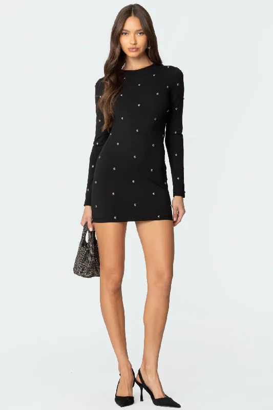 Strapless mini dresses for a beach vacationSolace Studded Mini Dress