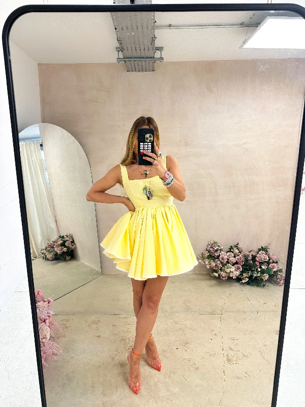 Mini dresses with button - down frontsSabrina Mini Dress In Lemon