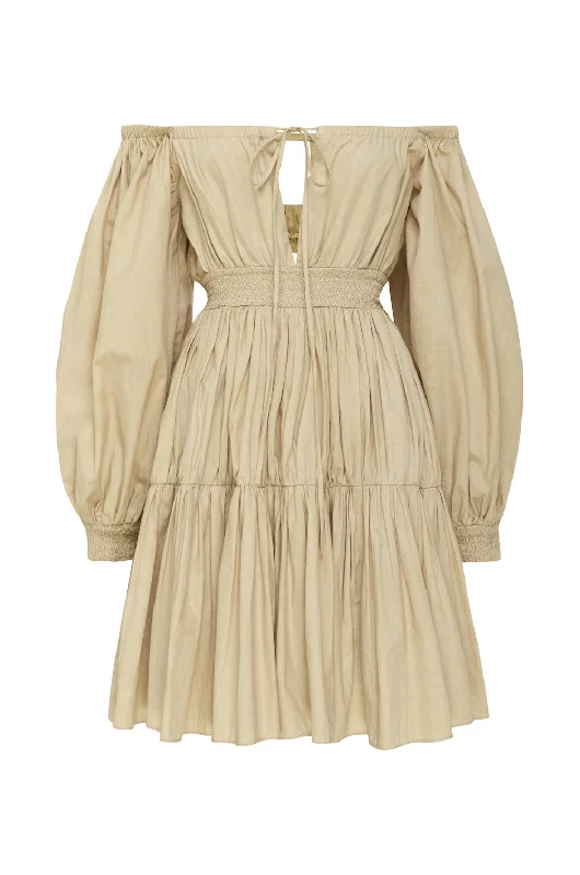 Mini dresses with puff sleeves for a vintage lookScarlette | Taupe