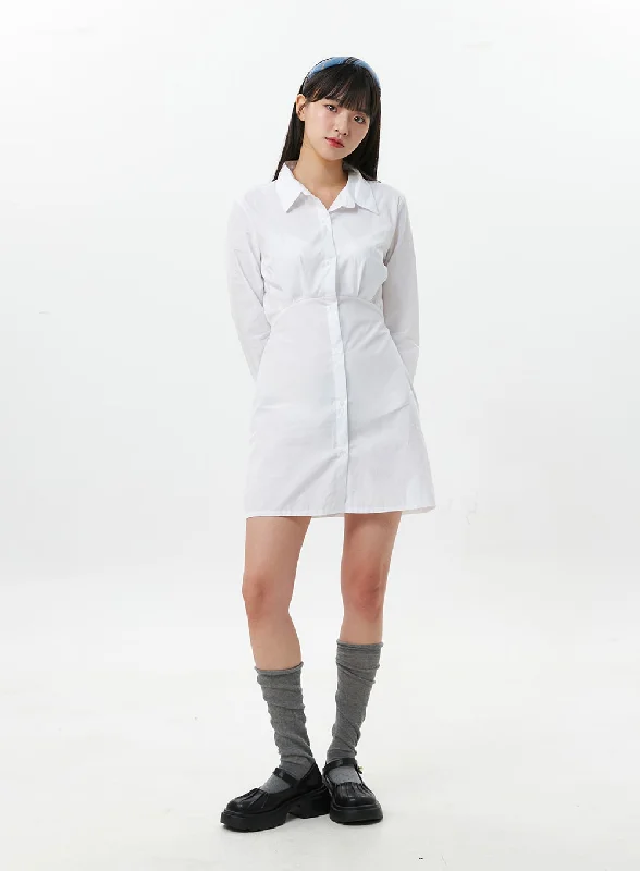 Polyester mini dresses for easy careShirt Mini Dress OS302