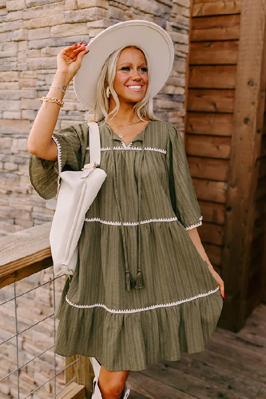 Mini dresses with gathered skirts for a voluminous effectSimply Lovely Tiered Mini Dress in Olive Mini dresses with gathered skirts for a voluminous effectSimply Lovely Tiered Mini Dress in Olive
