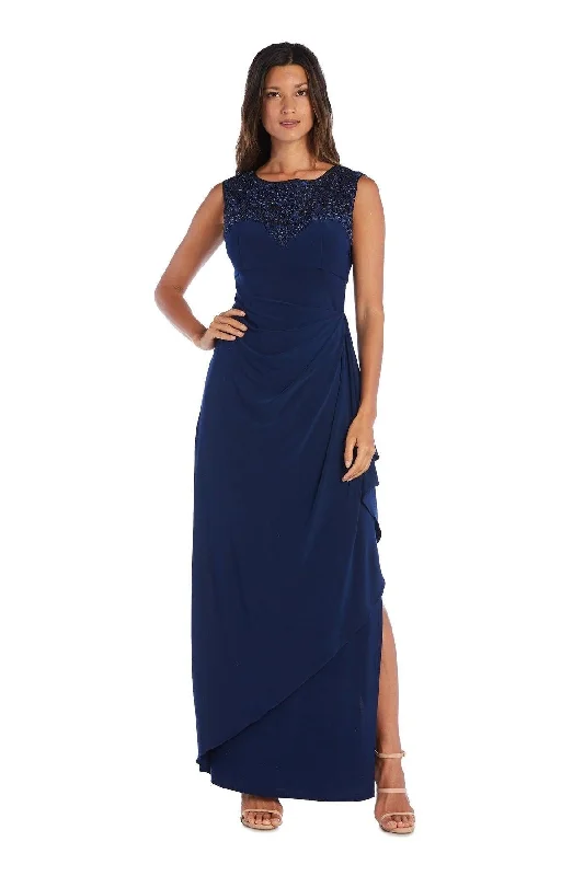 Wedding guest dresses with belted waists and knee - length skirtsR&M Richards 5939 Sleeveless Sequined Evening Gown Sale