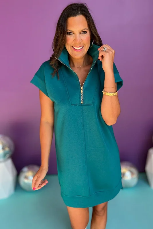 Mini dresses with cold - shoulder designsSSYS The Taylor Air 3/4 Zip Dress In Teal