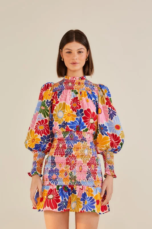 Mini dresses with belted waists for a defined silhouetteSand Sunny Daisies Mini Dress