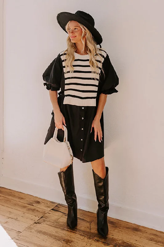 Animal print mini dresses for a bold statementSweet As Can Be Stripe Mini Dress in Black