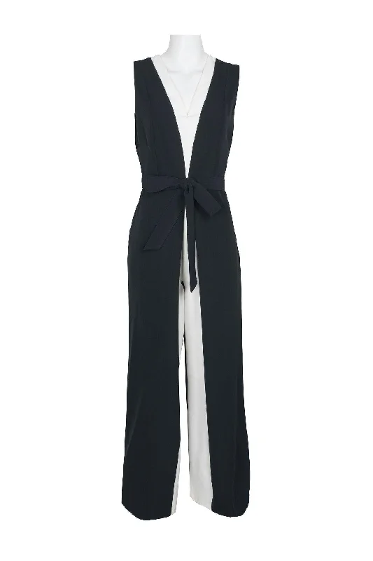 Bow - backed wedding guest dresses in silk for a luxurious feelTahari Long Formal Sleeveless Jumpsuit