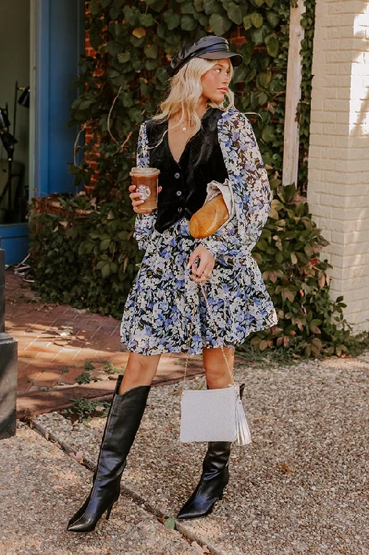Satin mini dresses for a luxurious feelUptown Cafe Floral Mini Dress in Black