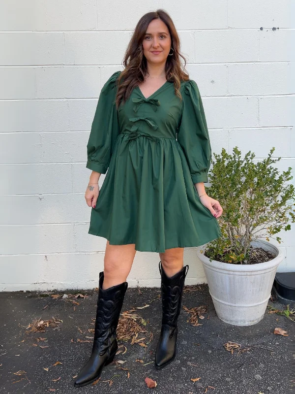 Mini dresses with off - the - shoulder stylesWith Envy Bow Front V-Neck Mini Dress